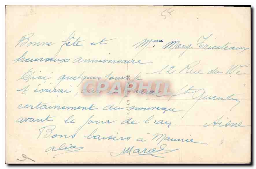 CPA Bonne Fete Femme — Rückseite