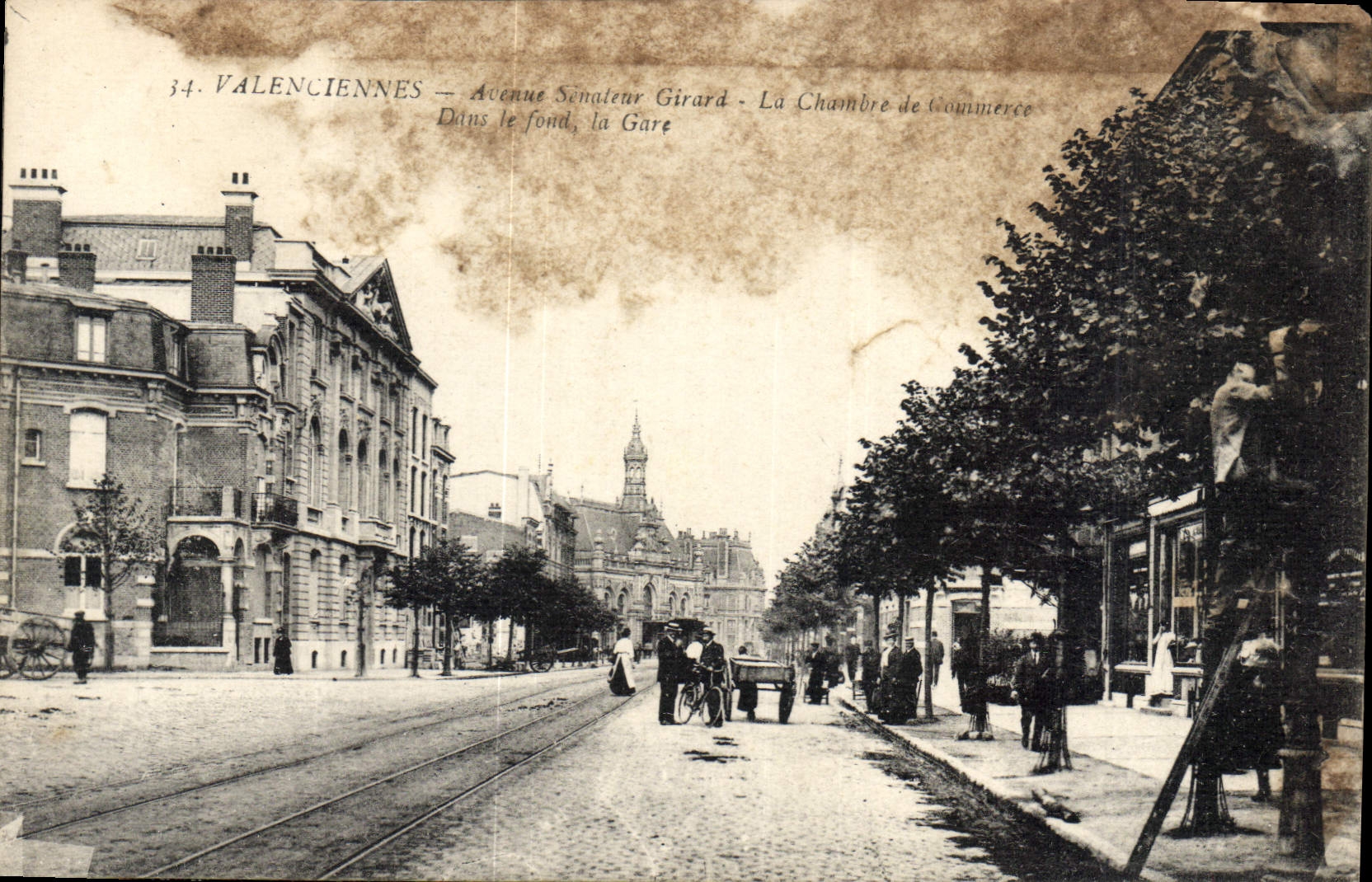 Valenciennes — Avenue Sénateur Girard — La Chambre de Commerce, in the background, the Station