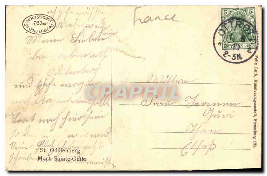 CPA St Odelienberg Mont Sainte Odile  — Verso