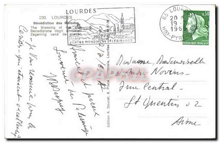 CPA Lourdes Benediction des Malades  — Verso