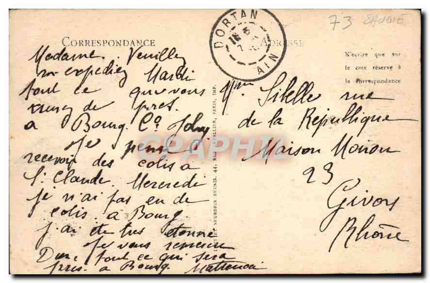 CPA Aix les Bains Abbaye d'Hautecombe et la Chamboile  — Verso