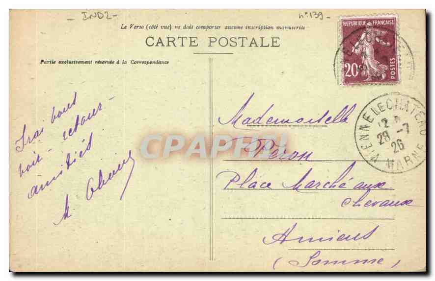 CPA Aux Morts de l'Argonne Monument inaugure a la Haute Chevauchee le 30 Juillet 1922  — Rückseite