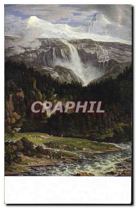 CPA Museum der bildenden Kunste zu Leipzig J A Koch Der Schmadri Wasserfall 