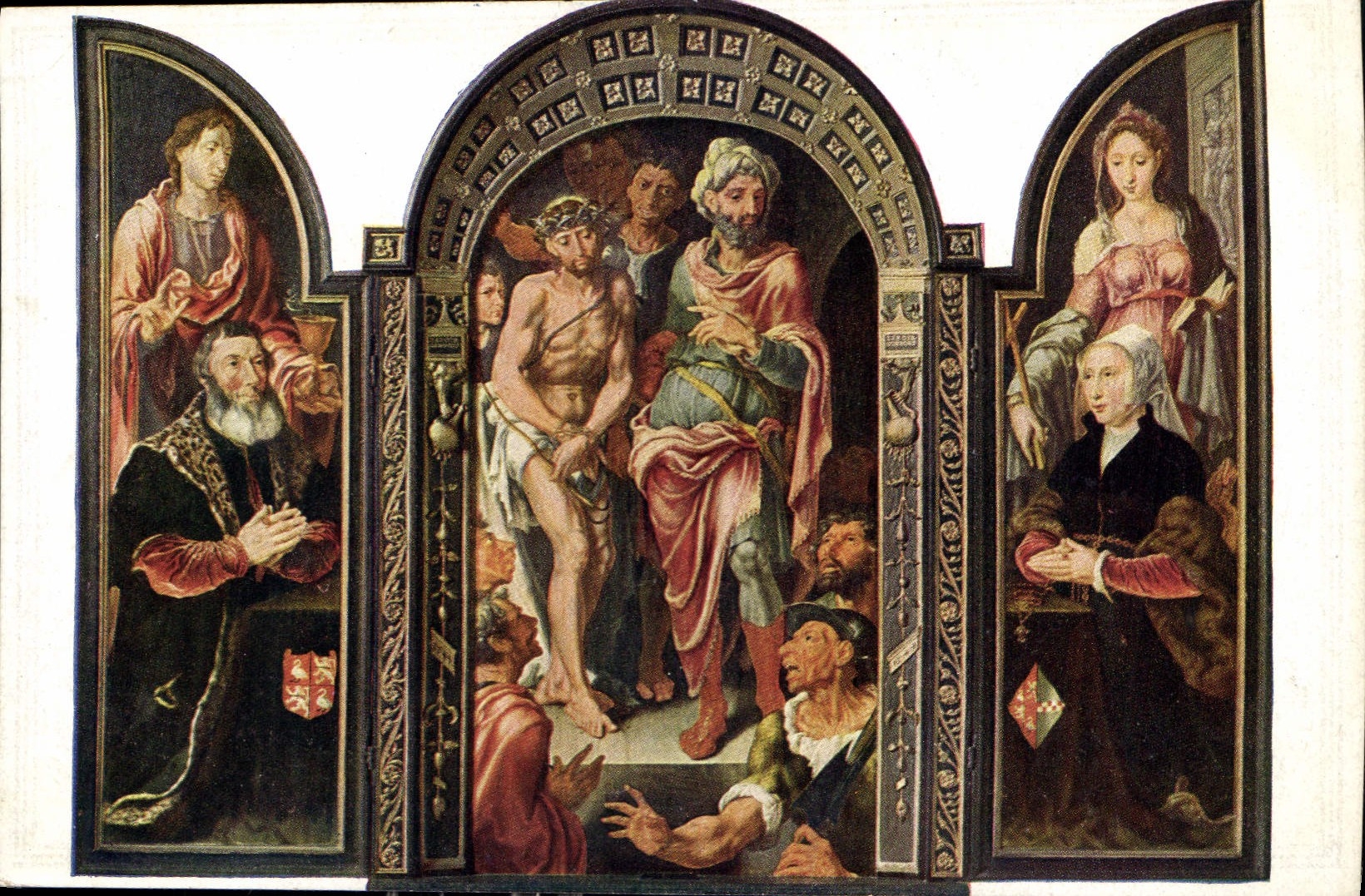 CPA Marten Van Heemskerk 1498 1574 Flugelaltar Ecce homo und Stifter 