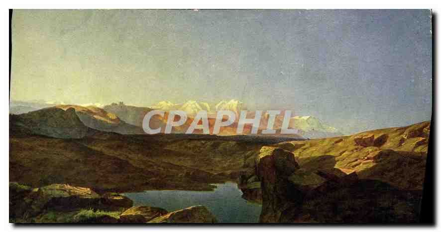 CPA Museum der bildenden Kunste zu Leipzig A Calame Monte Rosa bei Sonnenaufgang 