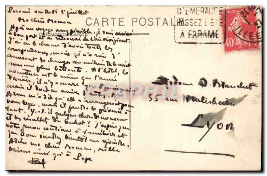 Côte d'Emeraude - Emerald Coast — Le Bey par gros temps — Édit. Guérin - St-Malo (I.-et-V.) — Verso