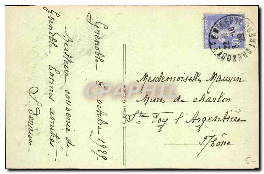 Grenoble — Vue générale et la Chaîne des Alpes — C. Baffert, n° 101 — Rückseite