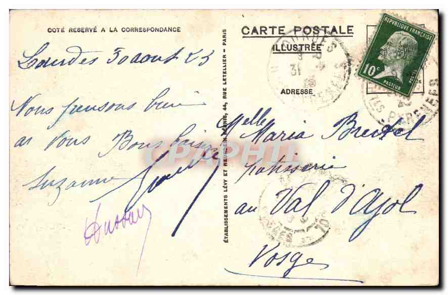 CPA Lourdes Apparition de la Vierge  — Verso