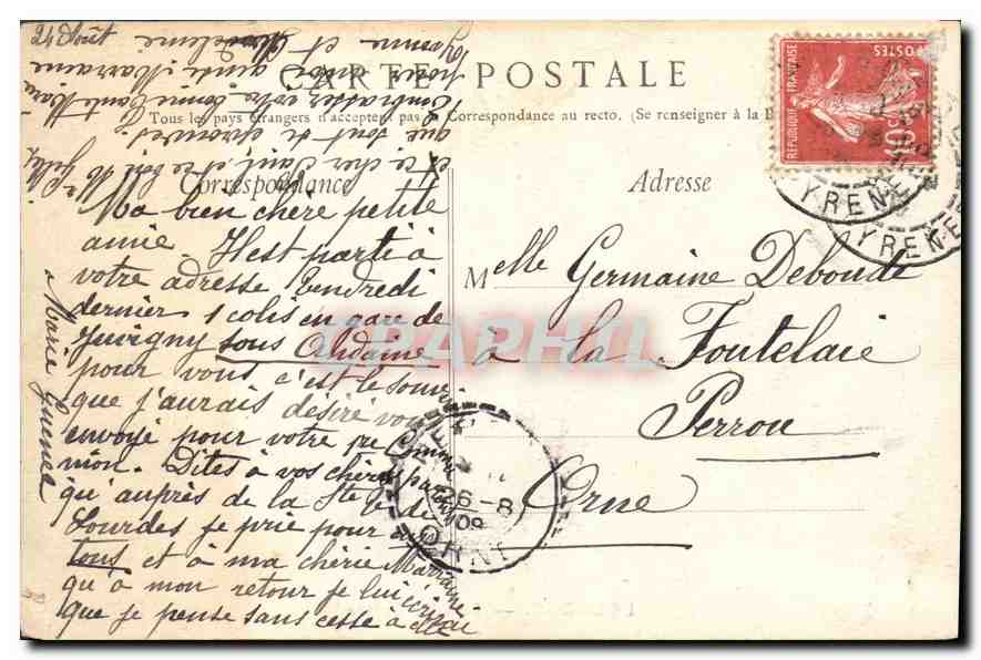 CPA Lourdes Calvaire Breton  — Verso