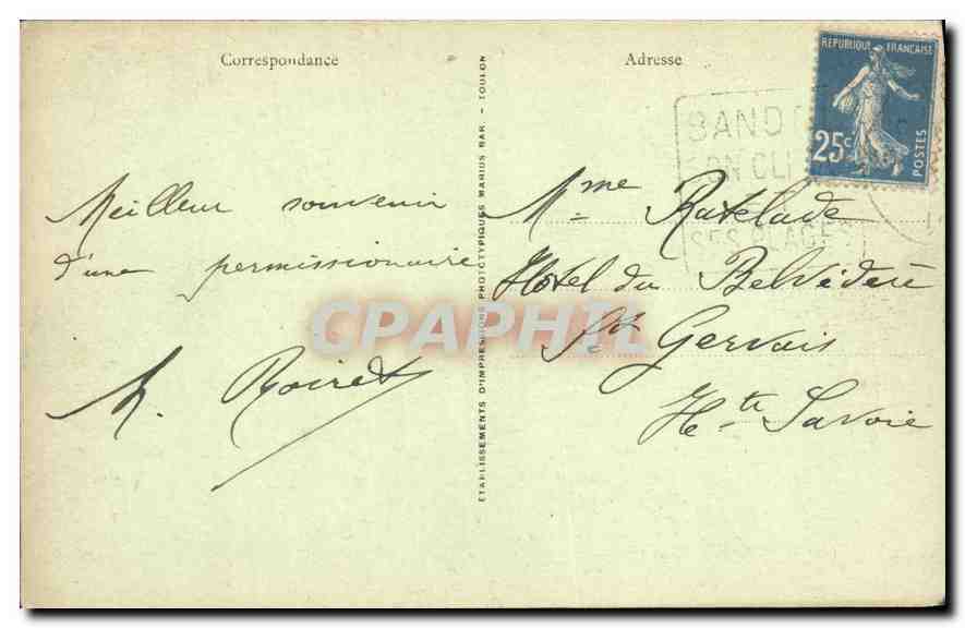 CPA La Cote d'Azur Presqu'ile de Capelan  — Verso
