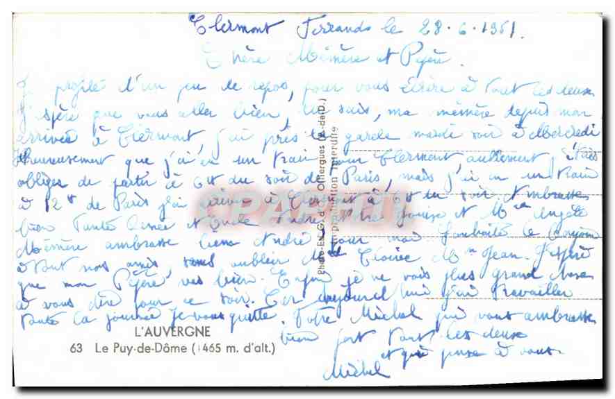CPA L'Auvergne le Puy de Dome Vaches — Verso