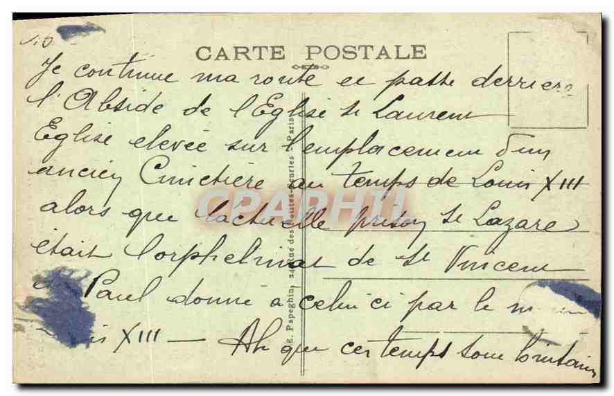 CPA Paris l'Eglise Saint Laurent Angle du Boulevard Magenta et du Boulevard de Strasbourg  — Rückseite