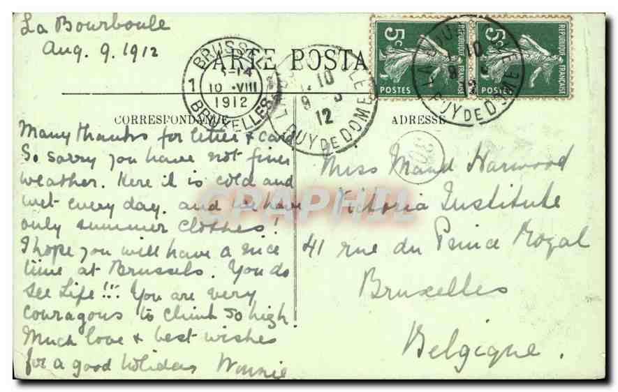 CPA La Bourboule les Bains Puy de Dome Auvergne Medicis et Palace hotel  — Rückseite