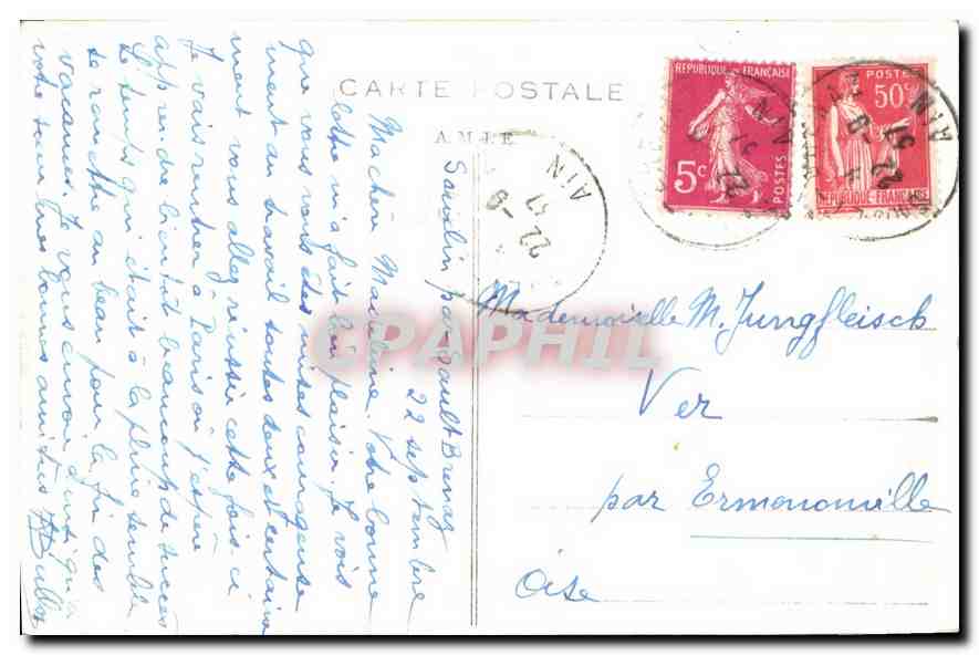 CPA Environs de Sault Brenaz un Vieux Chateau  — Rückseite