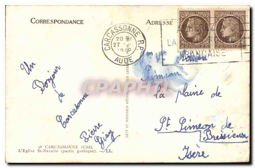 CPA Carcassonne Cite l'Eglise St Mazaire Partic gothique  — Verso