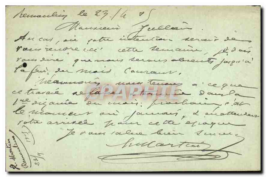 Entier Postal Semeuse 10c lignee Jullien Frere *grejible 1903 — Rückseite