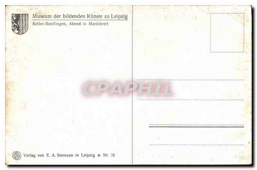 CPA Museum der bildenden Kunste zu Leipzig Keller Reutlingen Aben In Marktbreit  — Rückseite