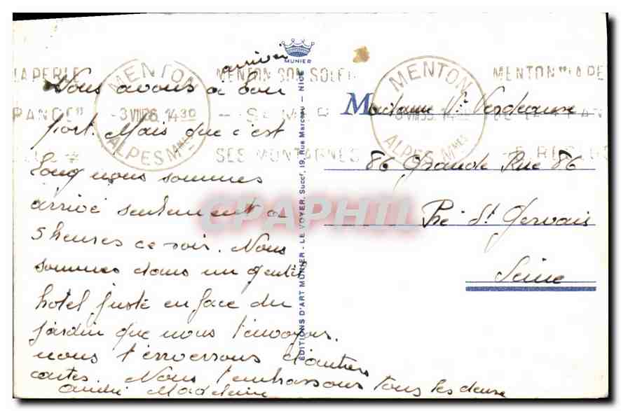 Menton — Le Jardin Public et les Montagnes Sainte-Agnès — Munier — Reverso