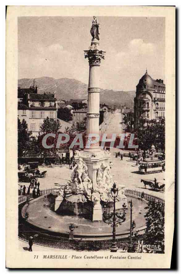 CPA Marseille Place Castellane et Fontaine Cantini 