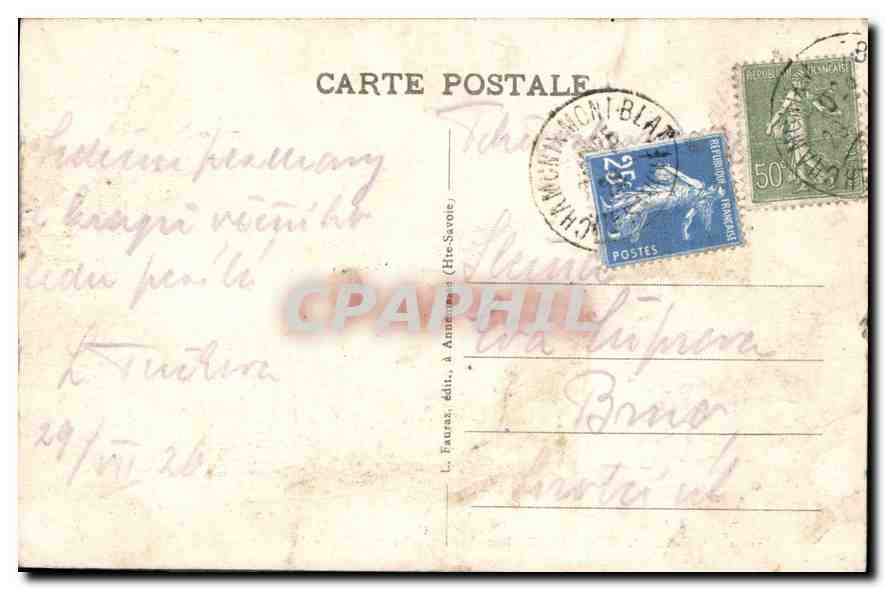 CPA Chamonix Mont Blanc Haute Savoie Dent et Glacier du Geant vus de la Charpona  — Verso