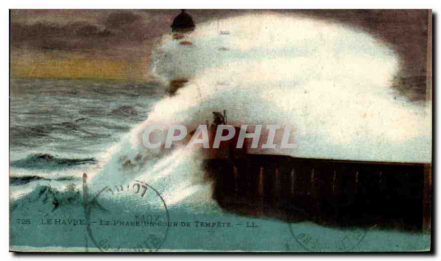 CPA Le Havre le Phare un jour de Tempete 