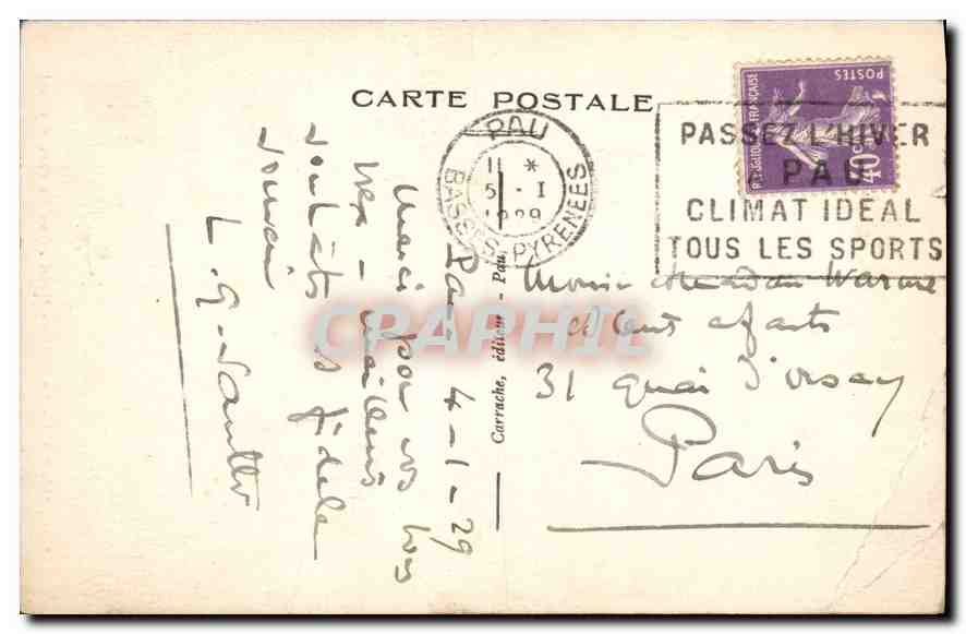 CPA Pau le Chateau Henri IV vu du Parc National  — Rückseite
