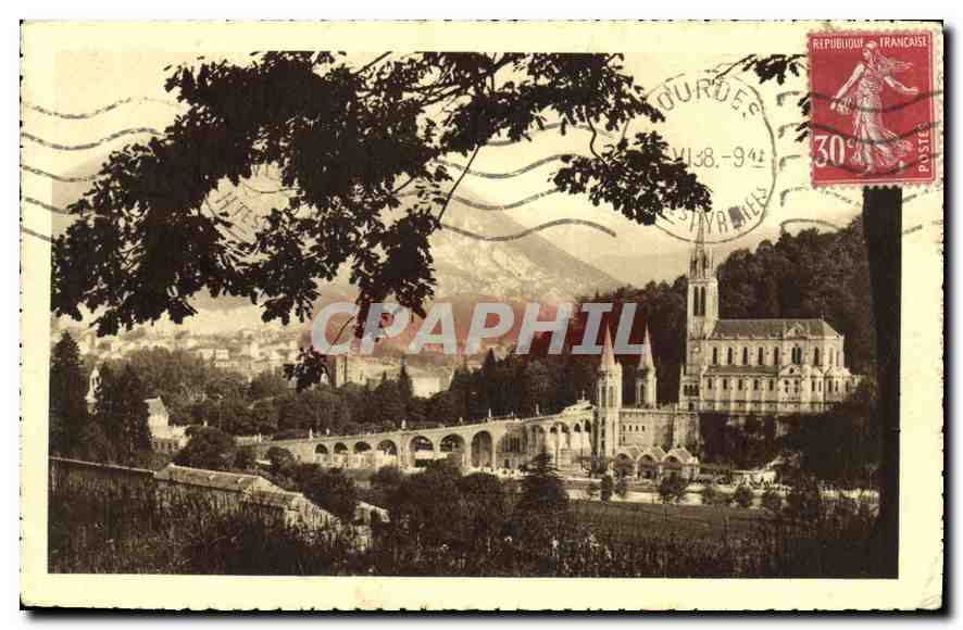 CPA Lourdes la Basilique et le Pic du Jer 
