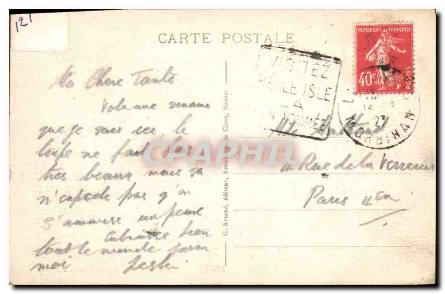 CPA Belle Ile en Mer Bais de Goulphar  — Rückseite