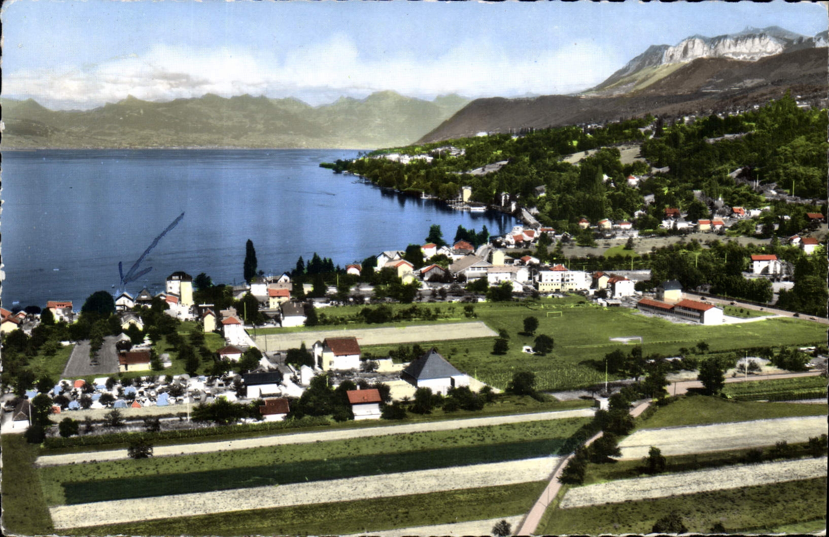 CPA Amphion les Bains Haute Savoie la ville le Lac Leman et la Cote Suisse 
