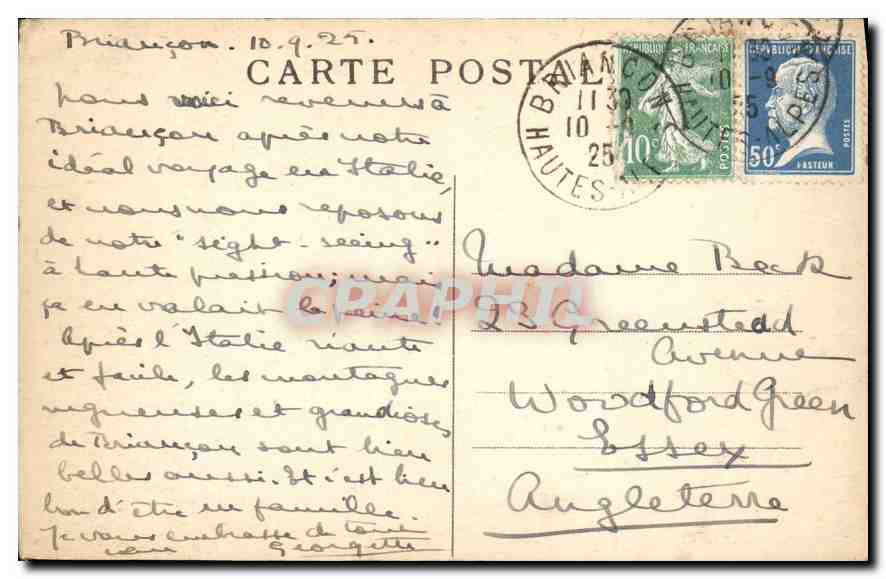 CPA Environs de Briancon Vallee de la Clairee la Cascade de Fontcouverte  — Verso