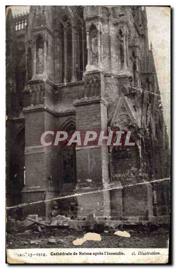 CPA Cathedrale de Reims apres l'Incendie 