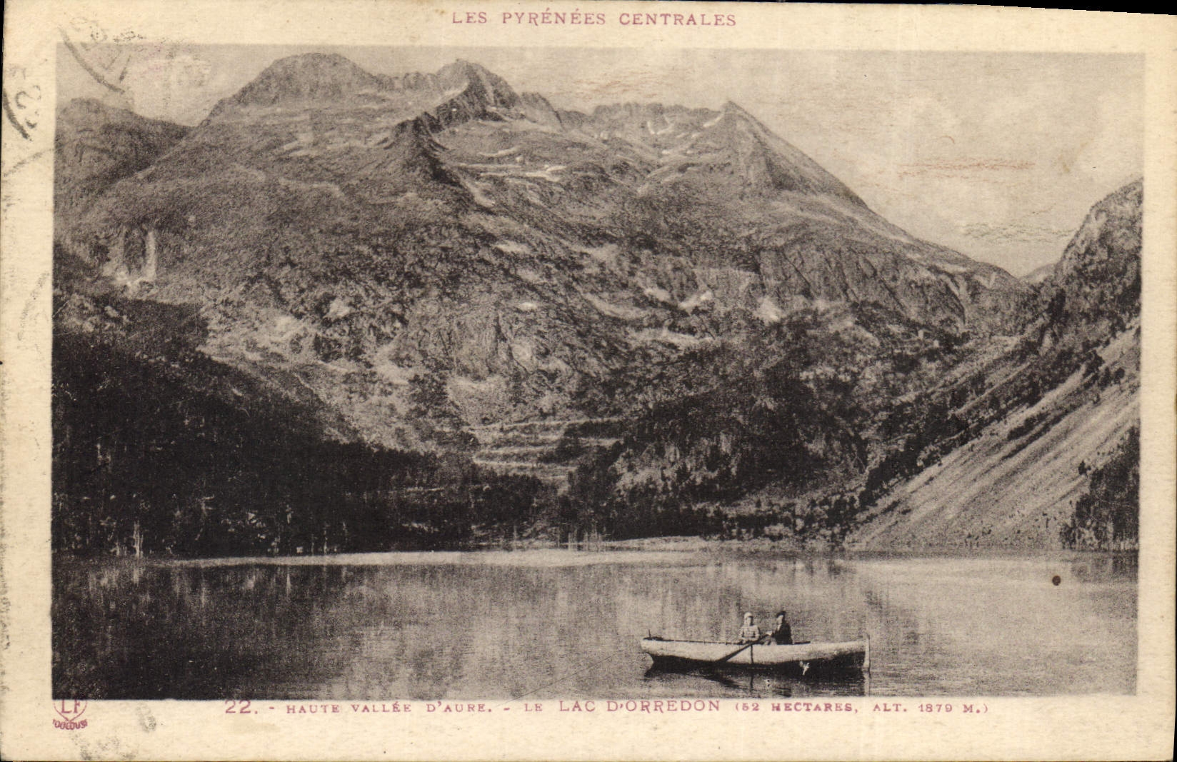 Les Pyrénées Centrales — Haute Vallée d'Aure, Lac d'Orredon (62 hectares, alt. 1870 m.) — Phototypie Laboue Frères, Toulouse, n°22