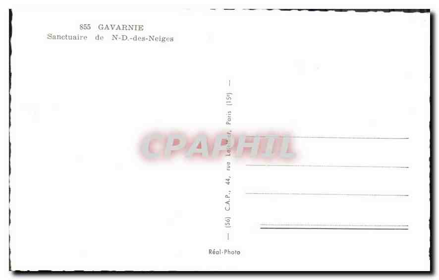 CPA Gavarnie Sanctuaire de N D des Neiges  — Verso