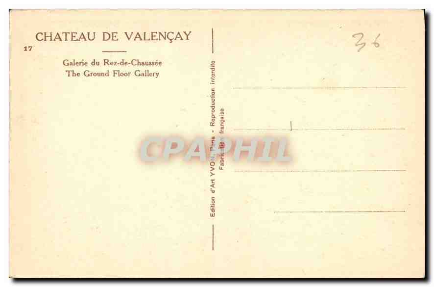 Château de Valençay — Galerie du Rez-de-Chaussée — Édition d'Art YVON, Paris — Reverso