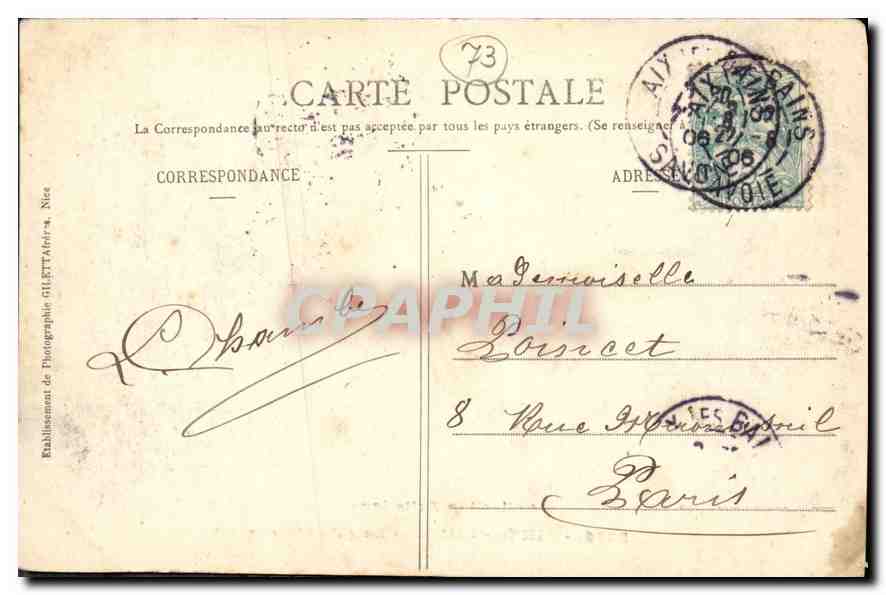 CPA Collection Artistique Aix les Bains Chute du Sierroz  — Rückseite