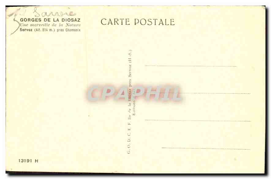 Gorges de la Diosaz — Une merveille de la Nature — Éditions de la Diosaz (11-S.) — Verso