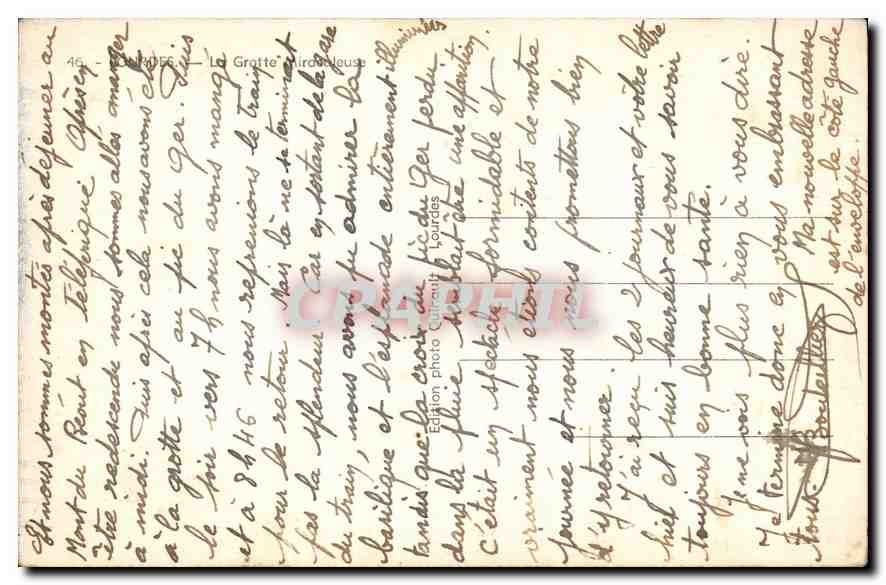 CPA Lourdes la Grotte Miraculeuse  — Verso