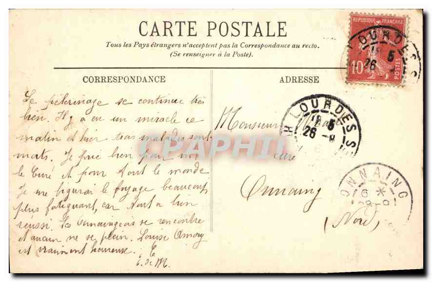 CPA Lourdes la Vierge Couronnee  — Verso