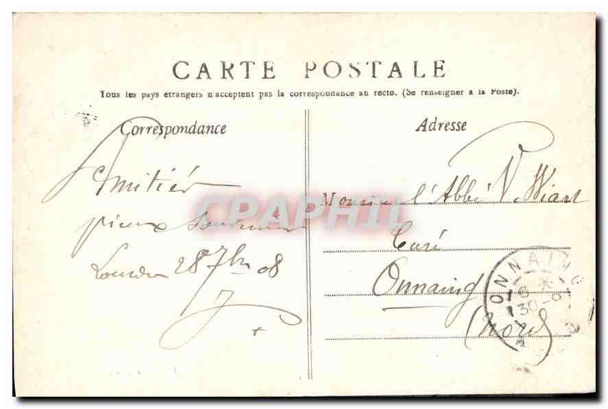 CPA Lourdes Chateau et la Ville  — Verso