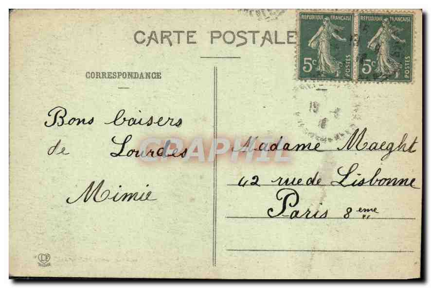CPA Les Hautes Pyrenees Lourdes la Vierge et la Basilique  — Verso