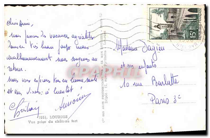 CPA Lourdes vue prise du Chateau fort  — Verso