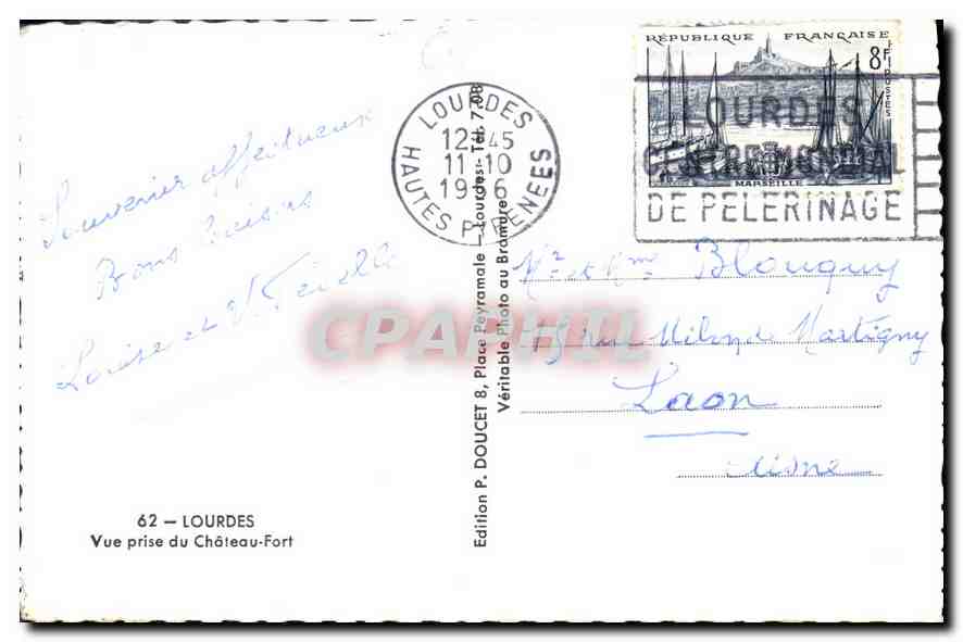CPA Lourdes vue prise du Chateau Fort  — Verso