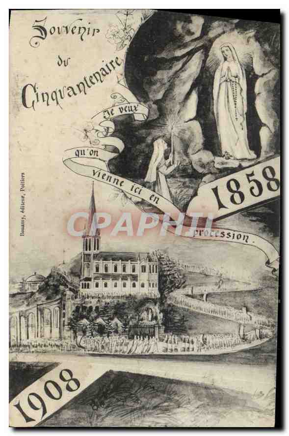 Souvenir du Cinquantenaire de deux vies en 1858 — procession — Bouamys, éditeur, Poltières