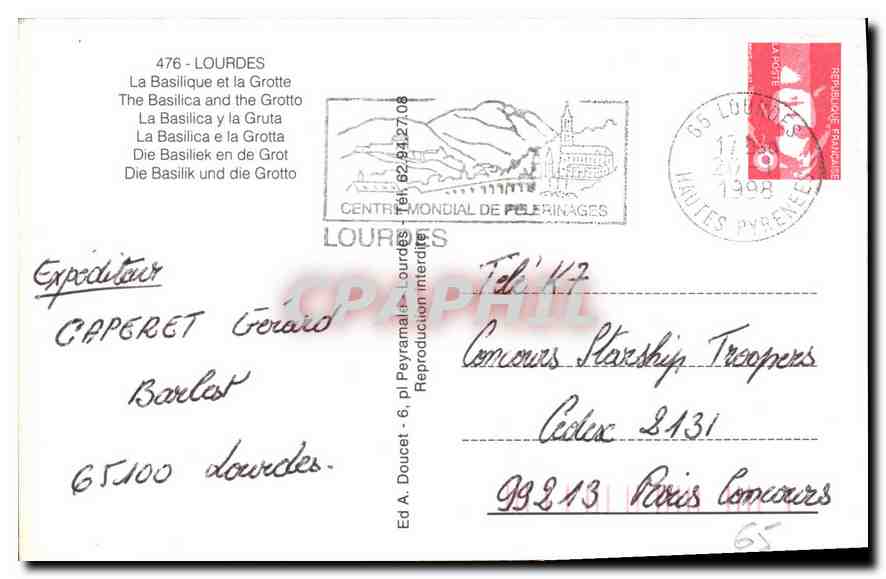 Lourdes — Basilica and Grotto — Publisher: WORLD PILGRIMAGE CENTRE — Back