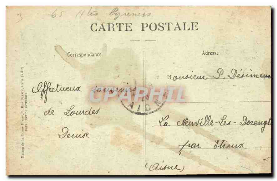 CPA Lourdes Souvenirs et Sites le Royaume de  — Verso