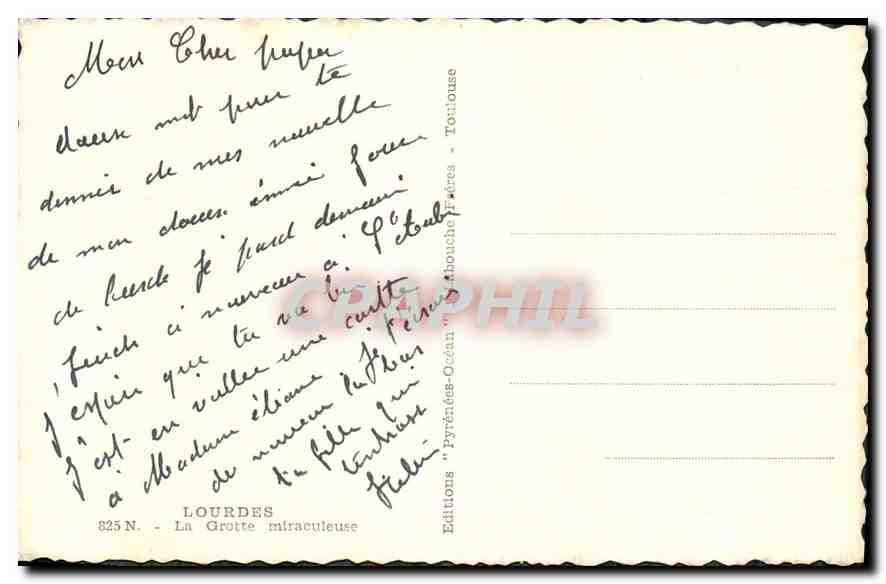 CPA Lourdes La Grotte miraculeuse  — Verso