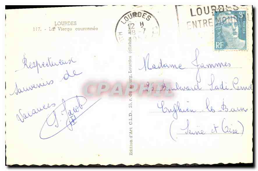 CPA Lourdes La Vierge couronnee  — Verso