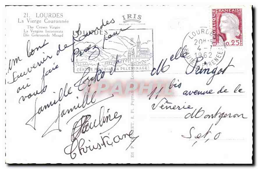 CPA Lourdes La Vierge Couronnee  — Verso