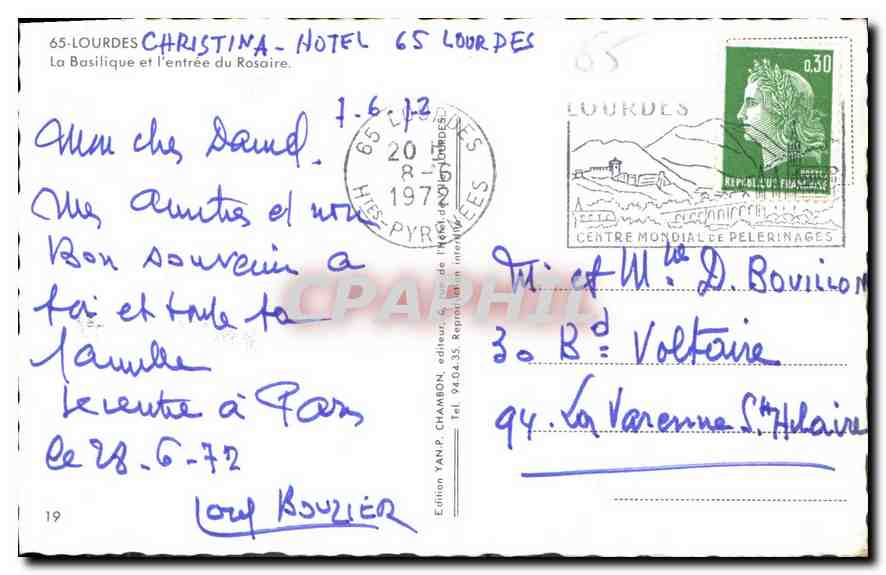 CPA Lourdes La Basilique et l'entree du Rosaire  — Verso