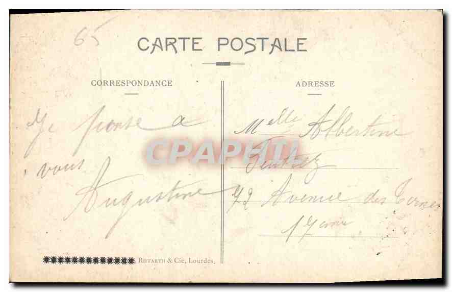 CPA Lourdes La Premiere Apparition  — Verso